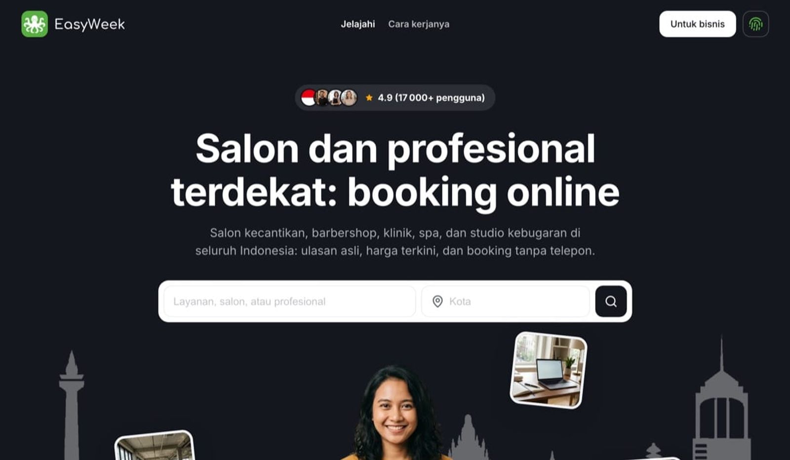 Halaman beranda katalog EasyWeek di Indonesia